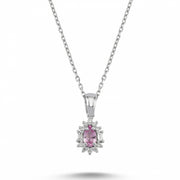 0.38 Karat Pink Sapphire Diamond Necklace