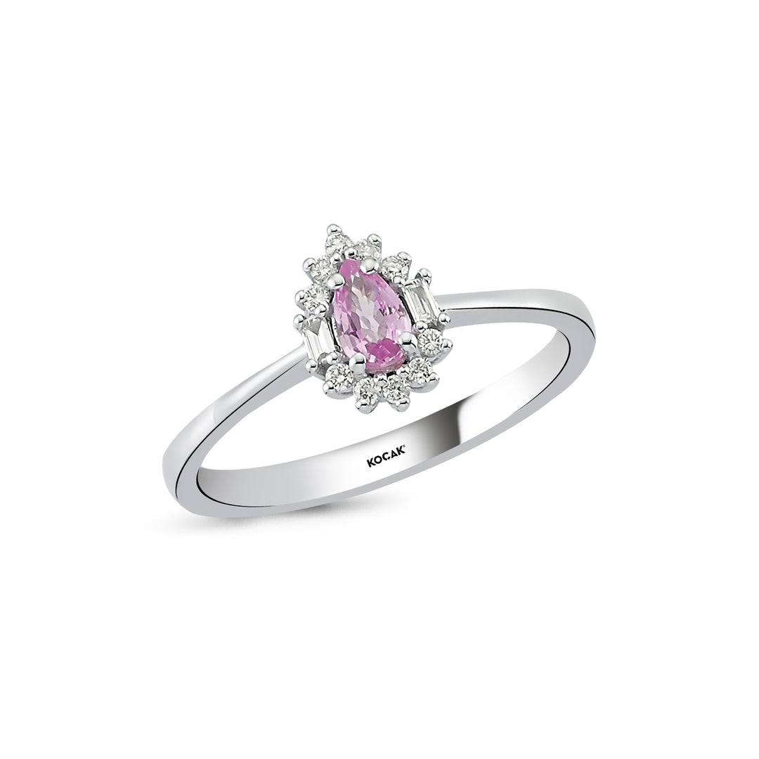 0.38 Karat Pink Sapphire Diamond Ring