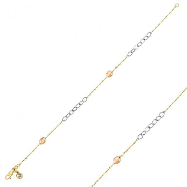 14ct Tri-Colour Gold Bracelet