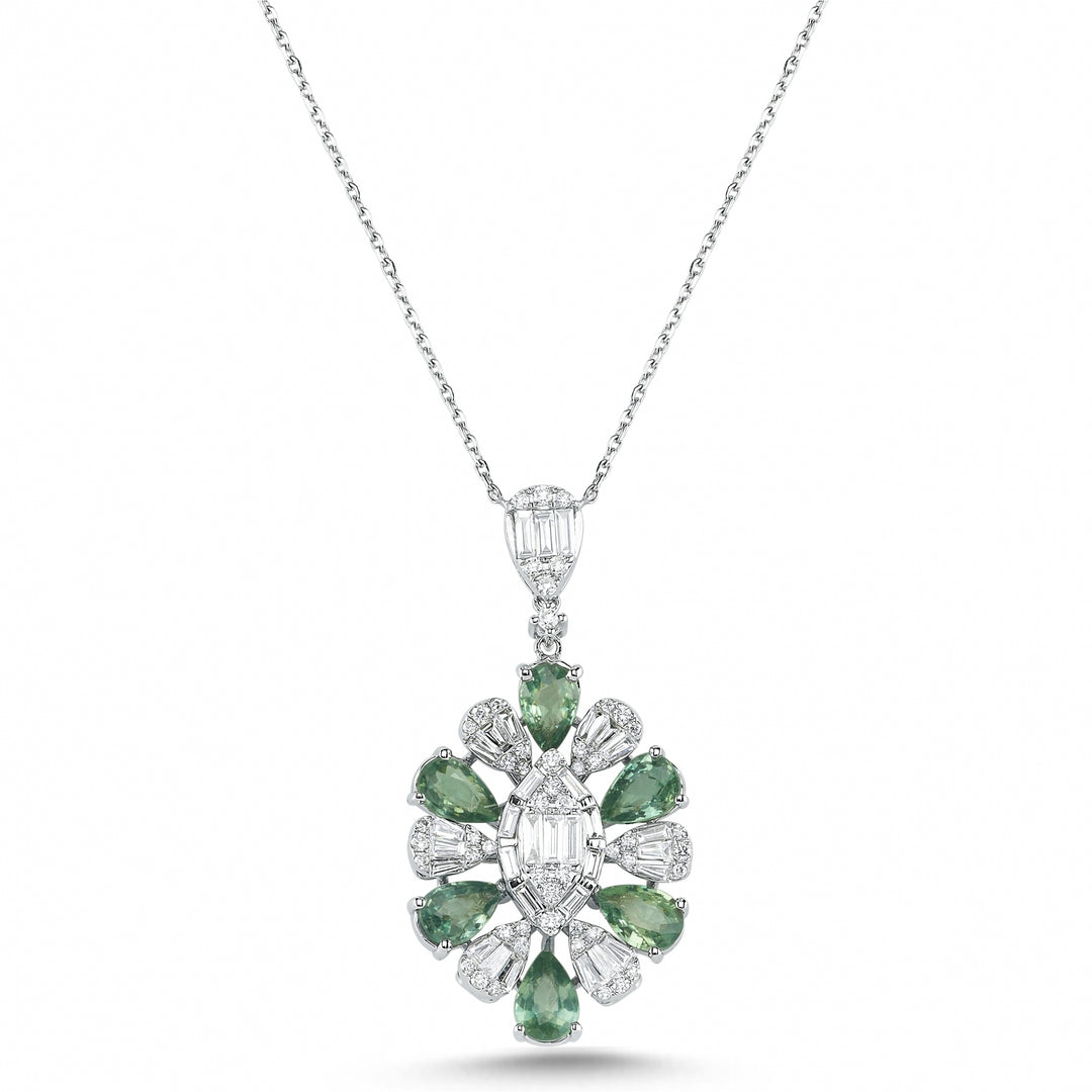 3.73 Karat Sapphire Diamond Necklace