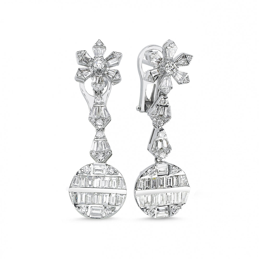 2.37 Karat Baguette Stone Set Diamond Earrings