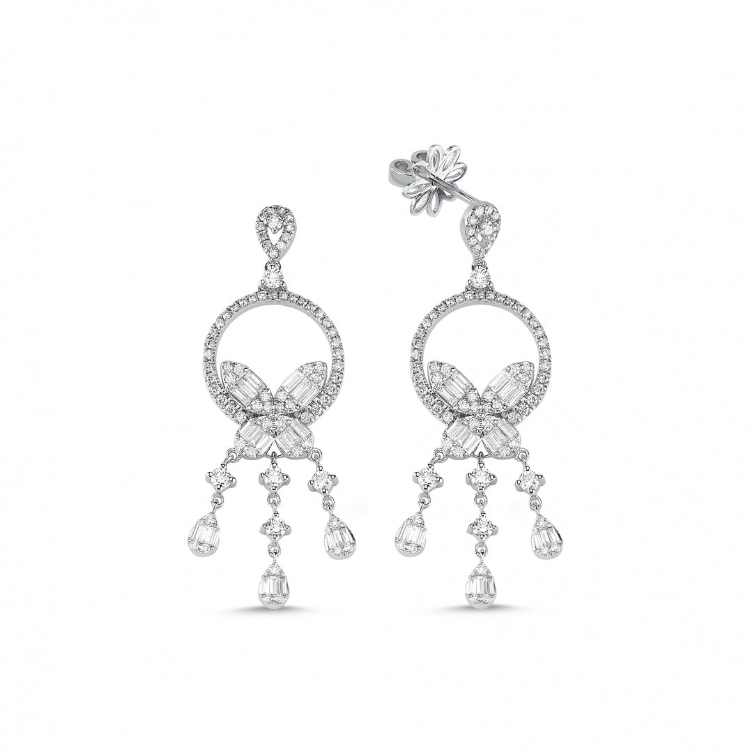 1.68 Karat Baguette Stone Set Diamond Earrings