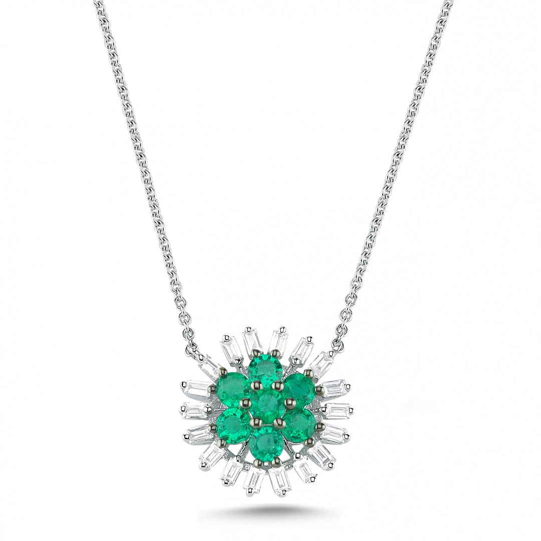 0.95 Karat Emerald Diamond Necklace