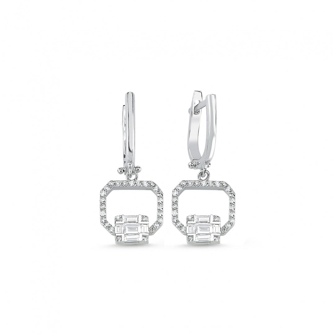 0.65 Karat Baguette Stone Set Diamond Earrings