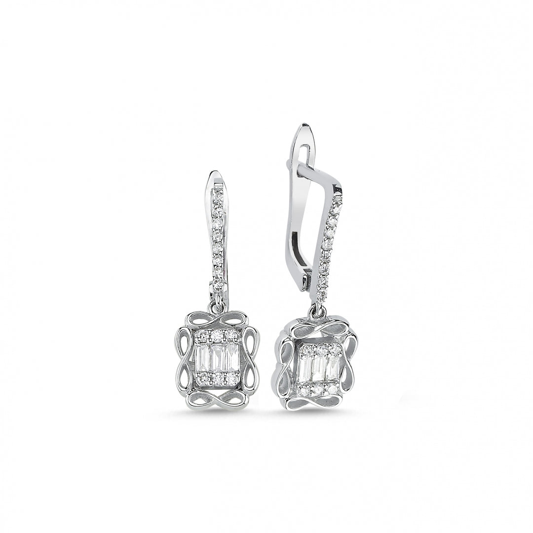 0.39 Karat Baguette Diamond Earrings