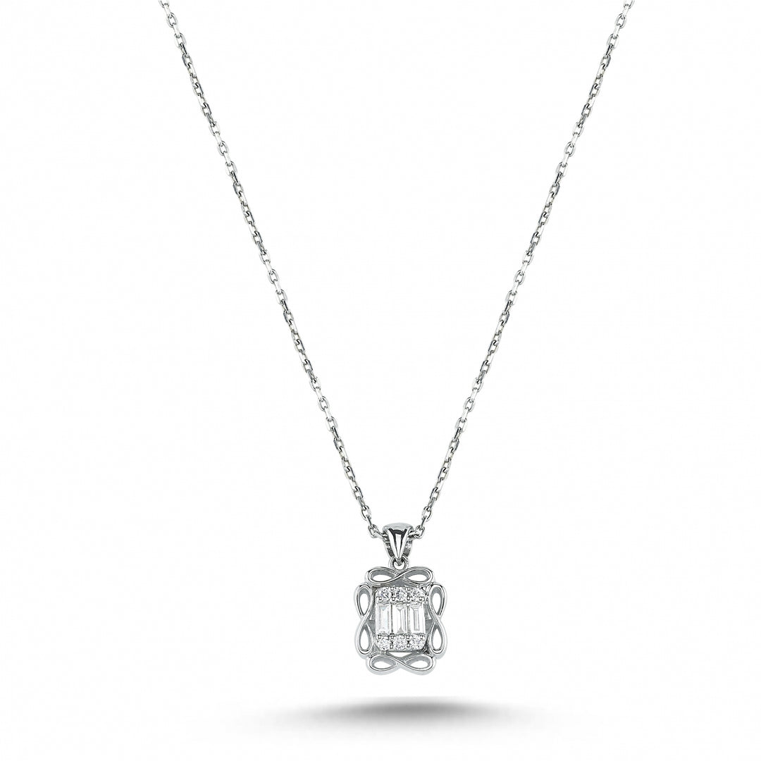 0.16 Karat Baguette Diamond Necklace