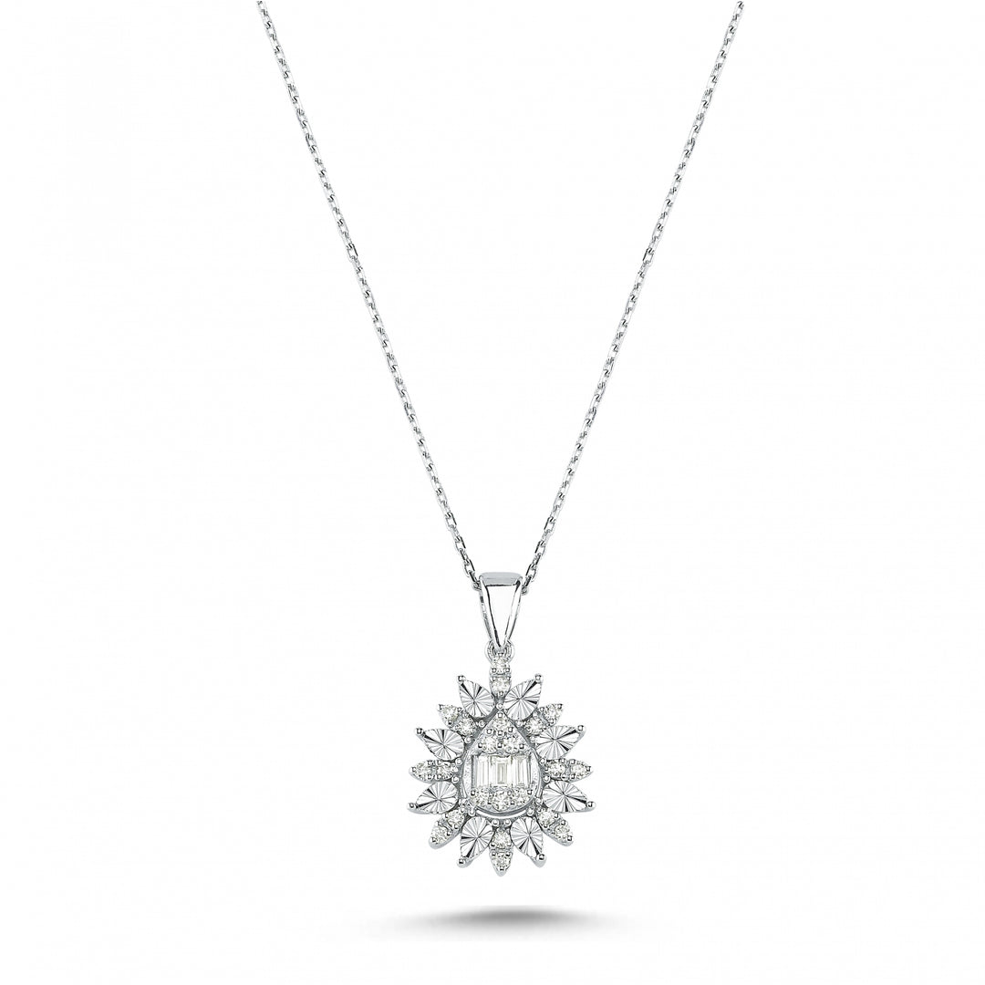 0.21 Karat Baguette Diamond Necklace