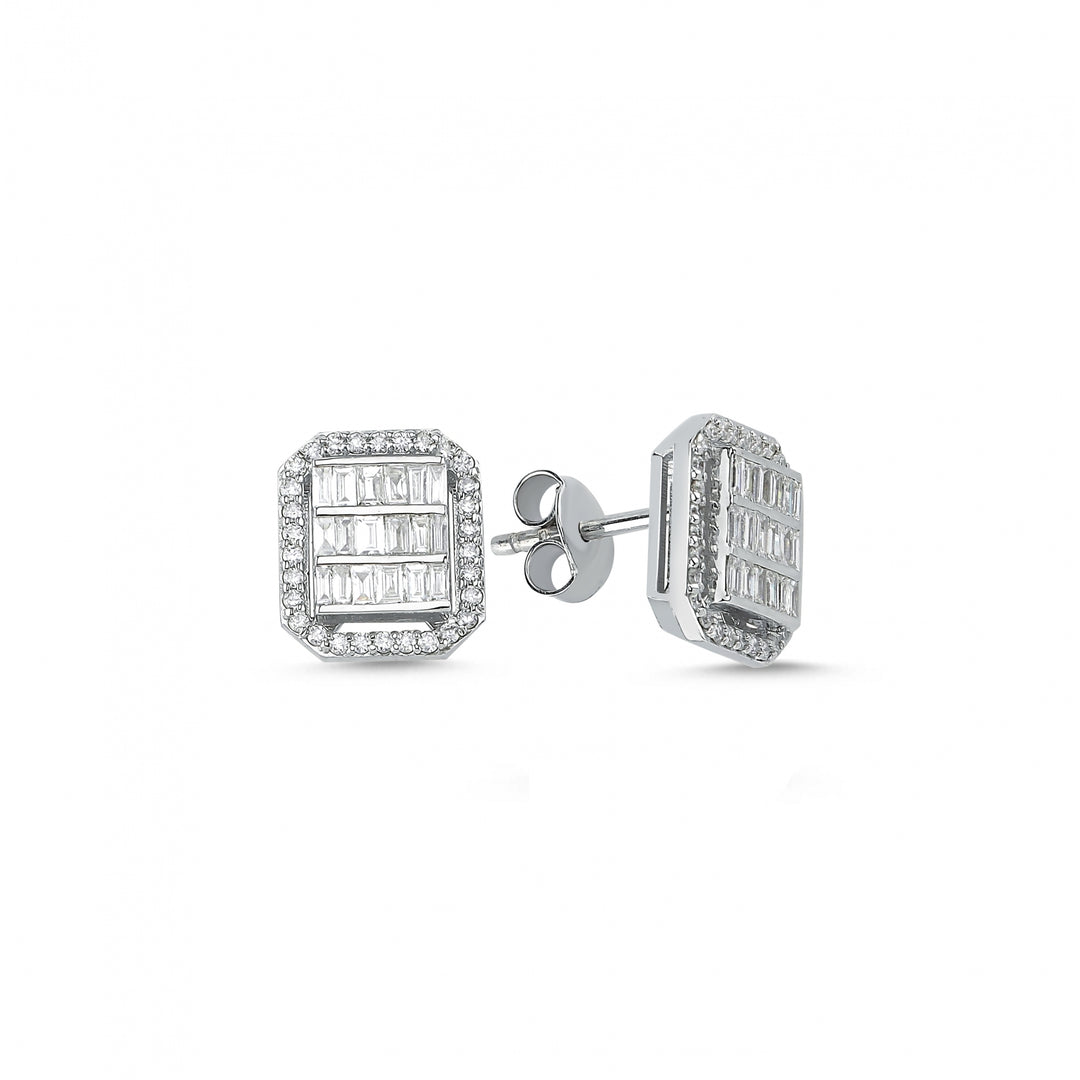 0.64 Karat Baguette Diamond Earrings