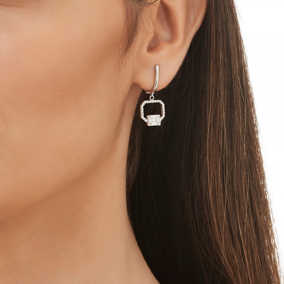 0.65 Karat Baguette Stone Set Diamond Earrings