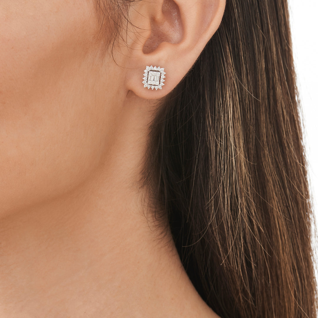 0.69 Kara Baguette Stone Set Diamond Earrings