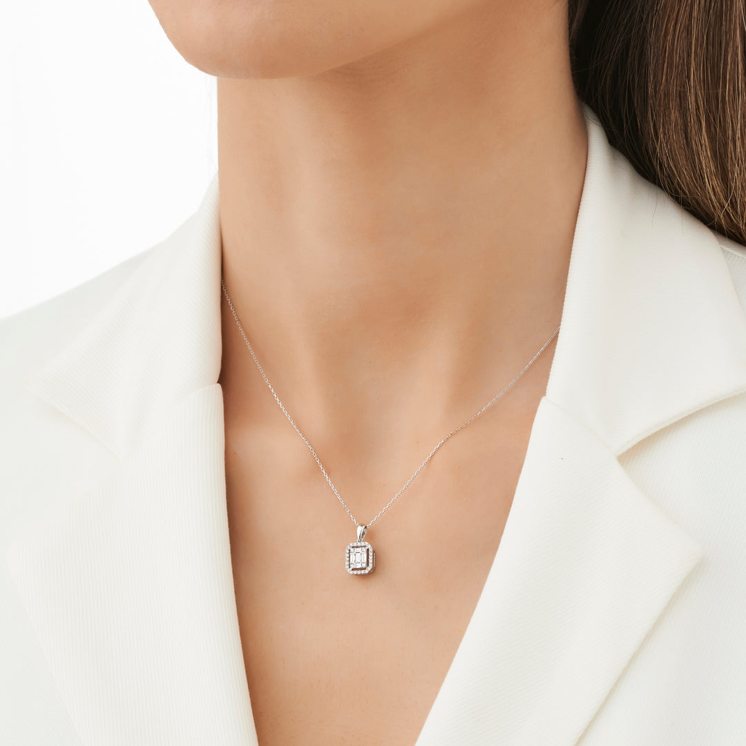 0.28 Karat Diamond Baguette Necklace