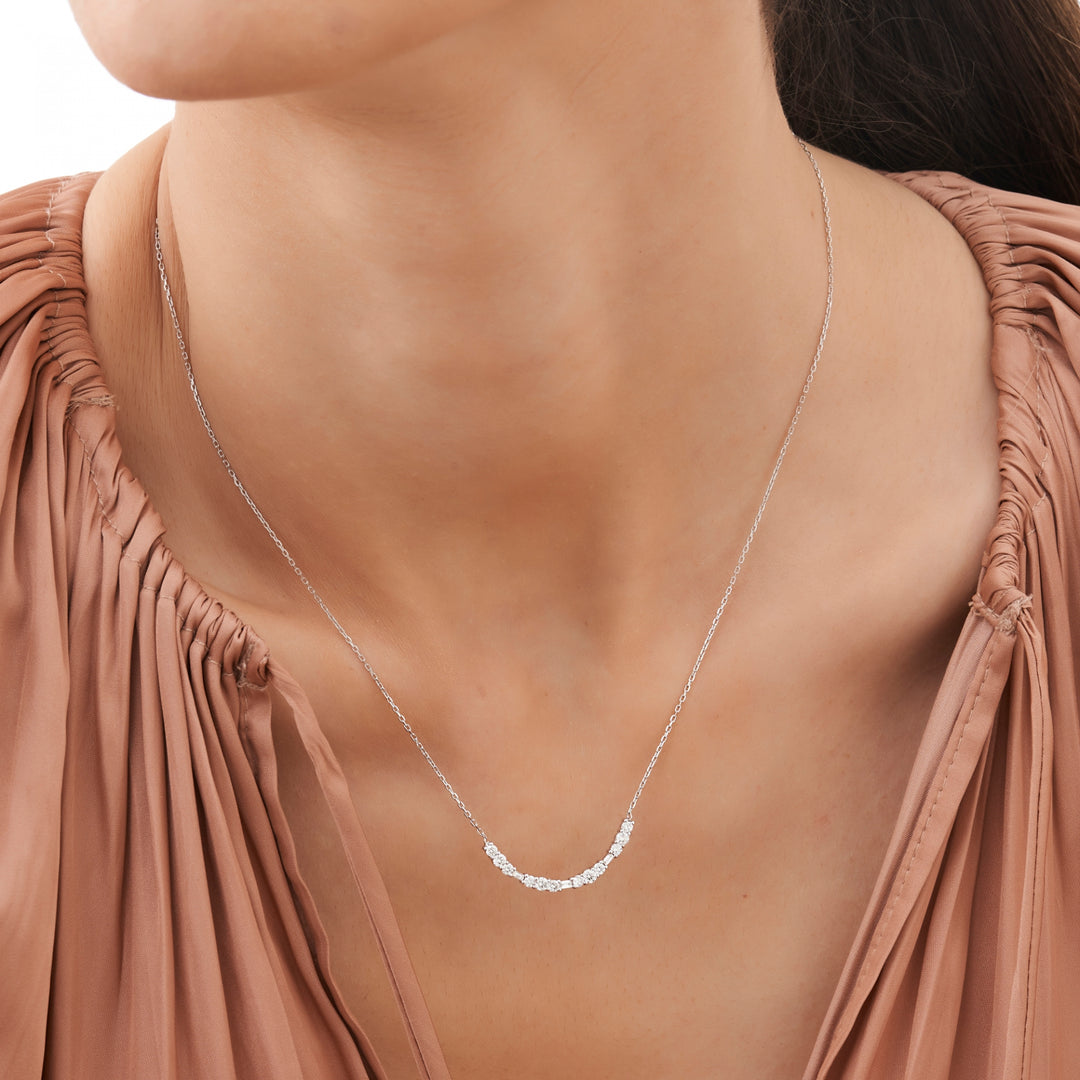 0.63 Karat Baguette Stone Set Diamond Necklace