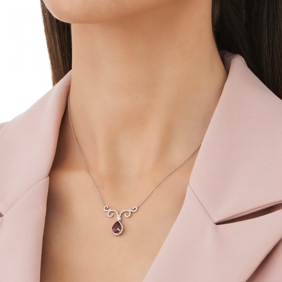 1.93 Karat Diamond Ruby Necklace