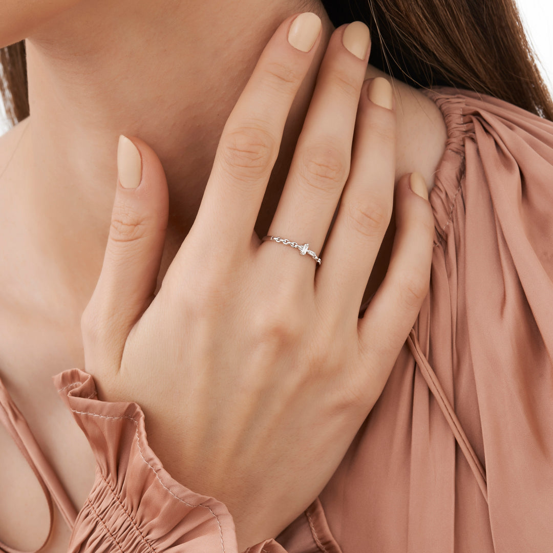 0.09 Karat Baguette Stone Set Diamond Ring
