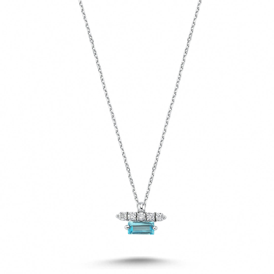 0.33 Karat Mavi Topaz Diamond Necklace