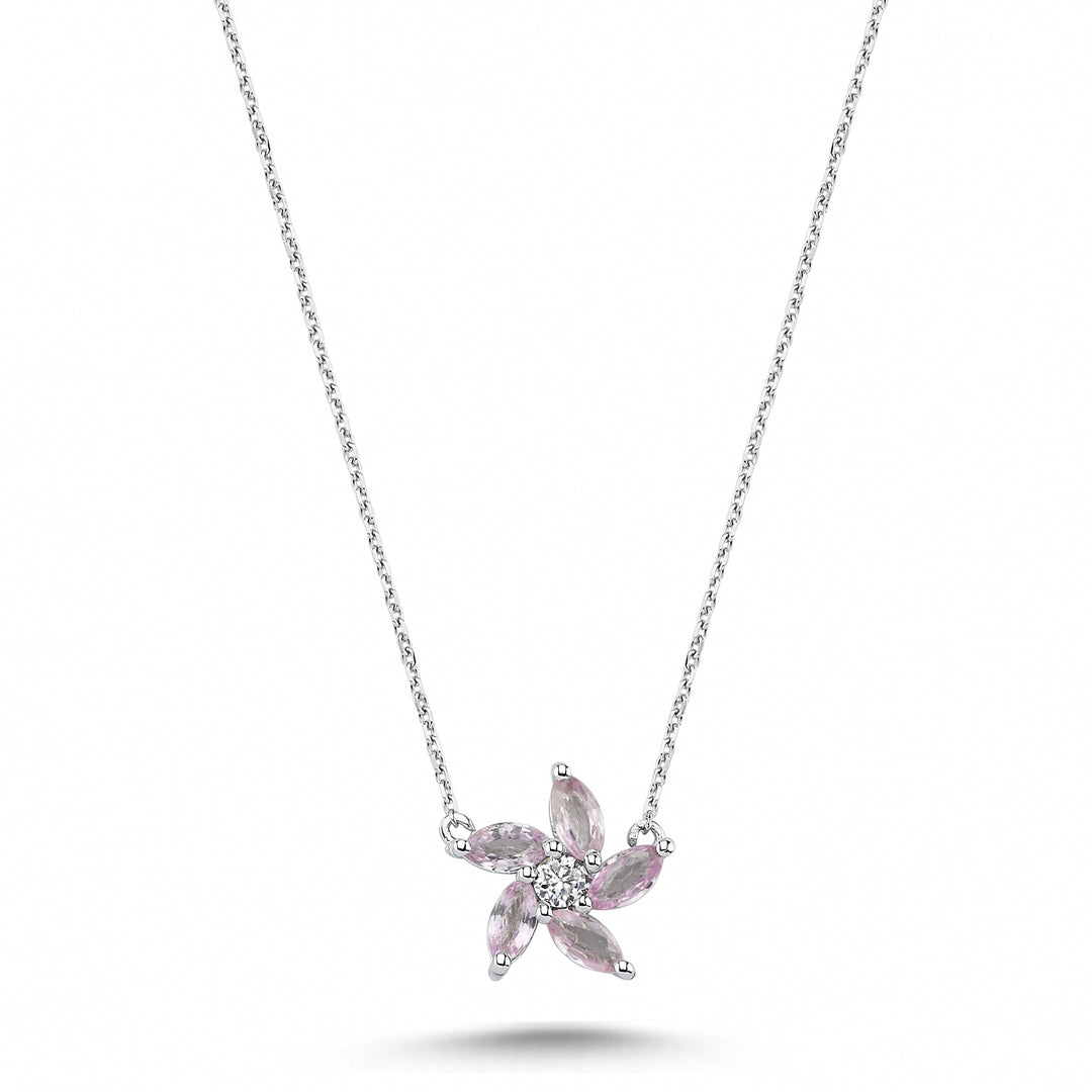 0.65 Karat Pink Sapphire Diamond Necklace