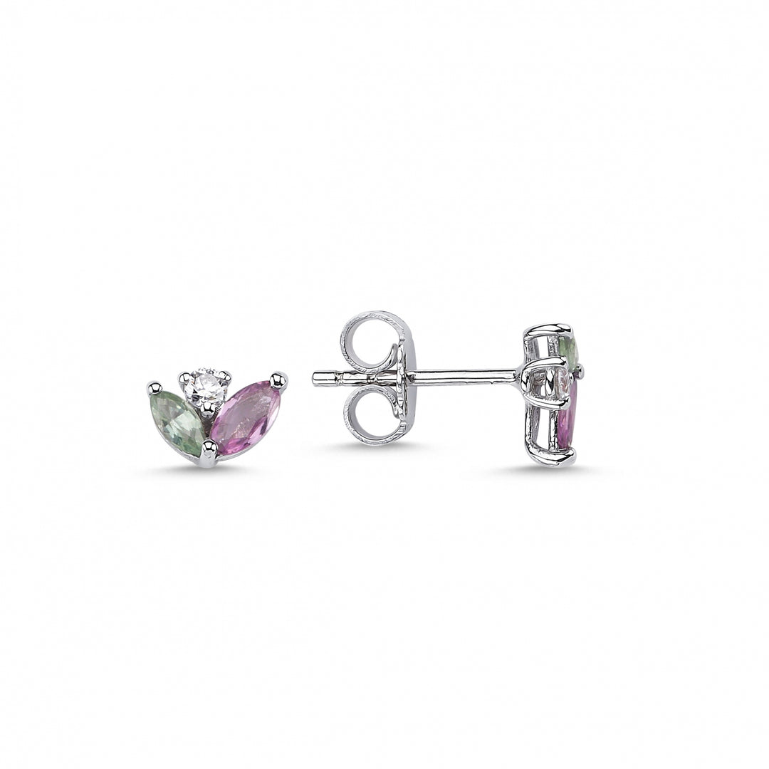 0.58 Karat Renkli Stone Set Diamond Earrings