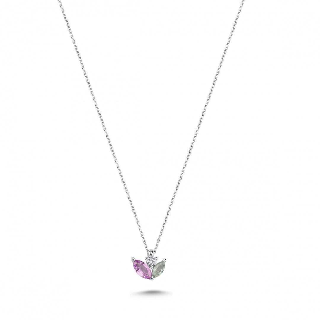 0.40 Karat Renkli Stone Set Diamond Necklace