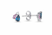 0.88 Karat Renkli Stone Set Diamond Earrings