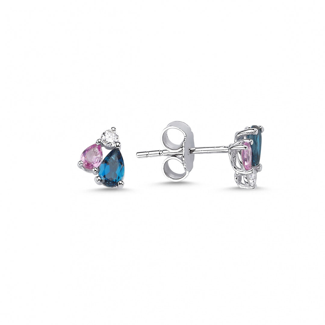 0.88 Karat Renkli Stone Set Diamond Earrings