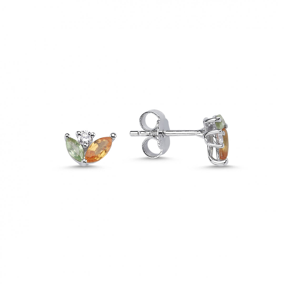 0.70 Karat Renkli Stone Set Diamond Earrings