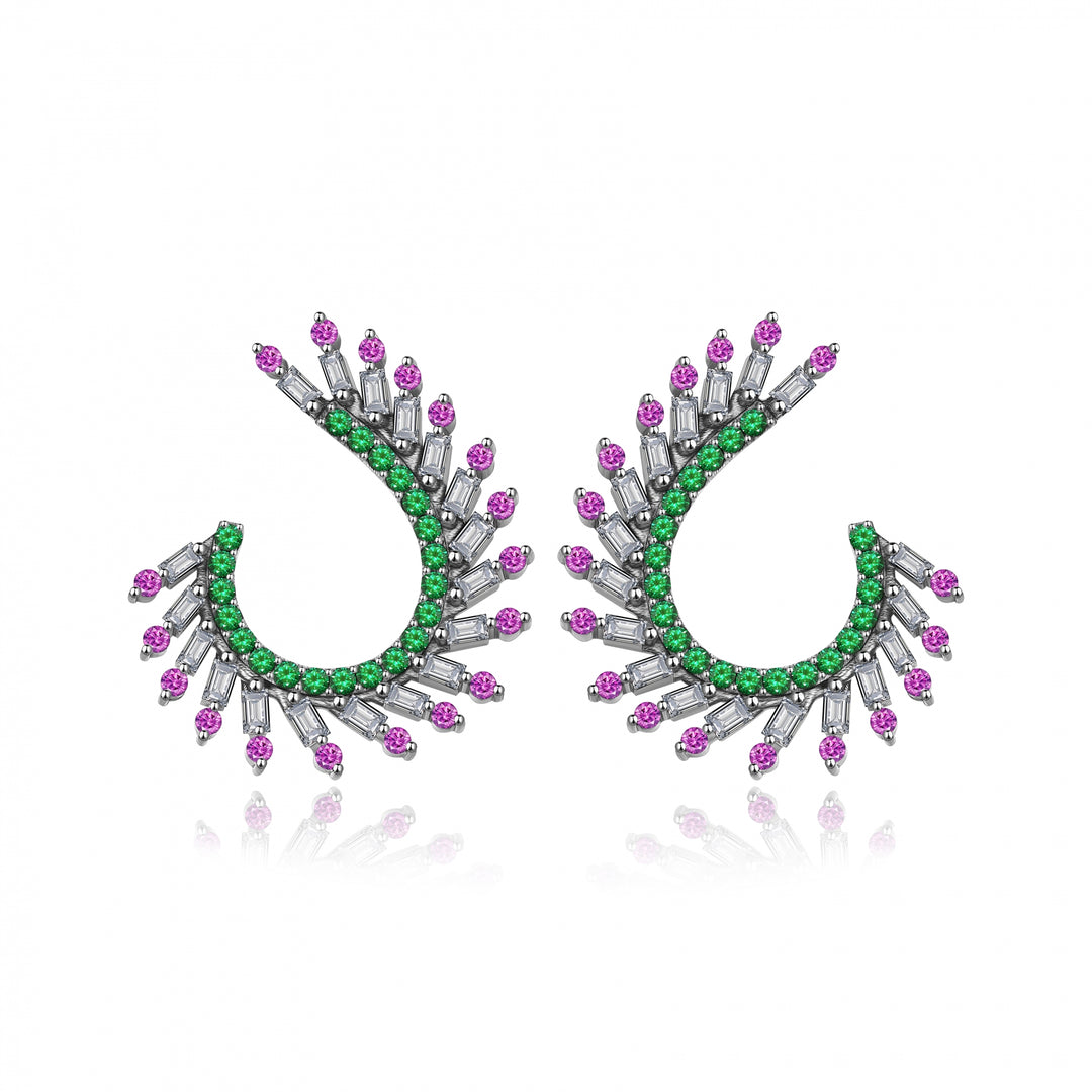 1.31 Karat Renkli Stone Set Diamond Earrings