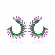 1.31 Karat Renkli Stone Set Diamond Earrings