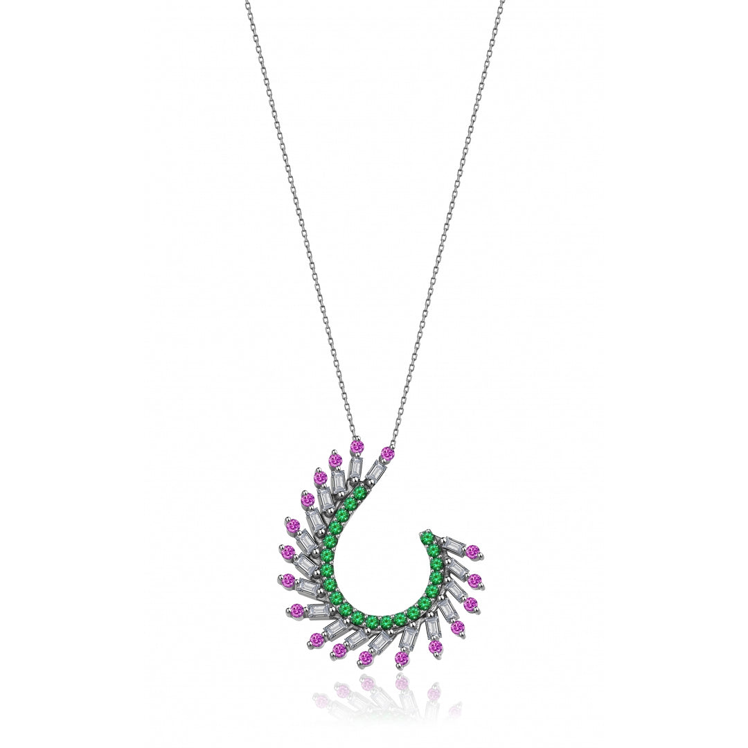 0.65 Karat Renkli Stone Set Diamond Necklace