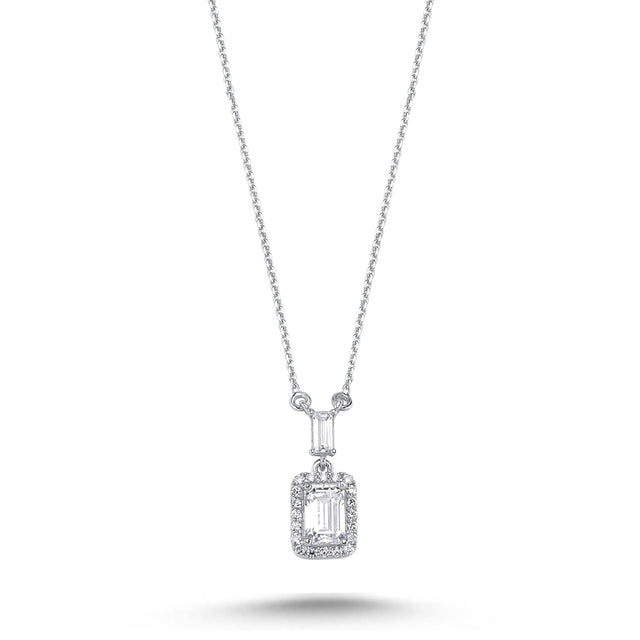 14ct Baguette Stone Set Gold Necklace