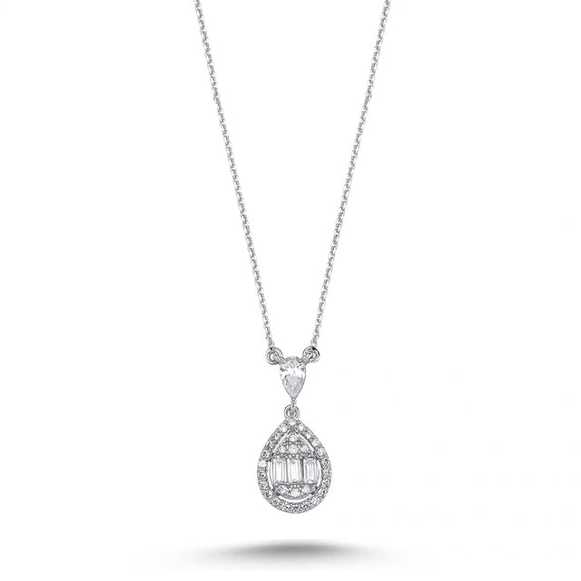 14ct Baguette Stone Set Gold Necklace