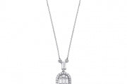 14ct Baguette Stone Set White Gold Necklace