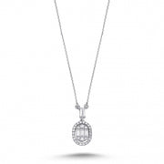 14ct Baguette Stone Set White Gold Necklace