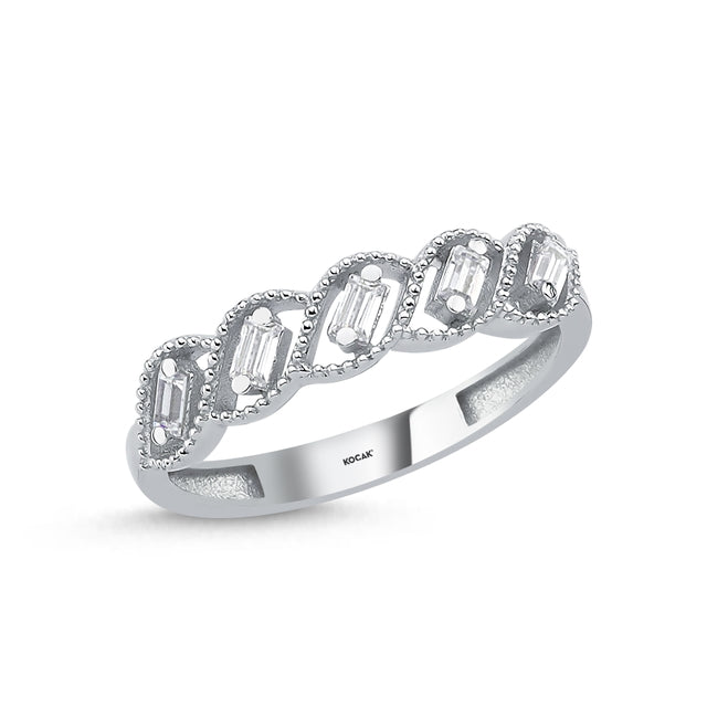14ct Baguette Stone Set Yarimtur Gold Ring