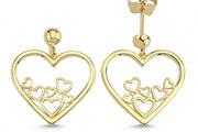 14ct Heart Motif Gold Earrings
