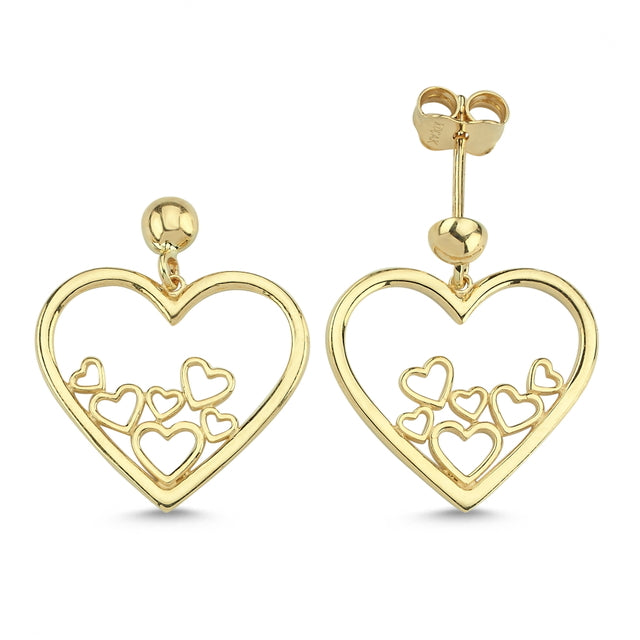14ct Heart Motif Gold Earrings