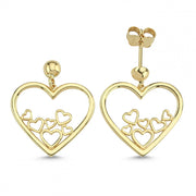 14ct Heart Motif Gold Earrings