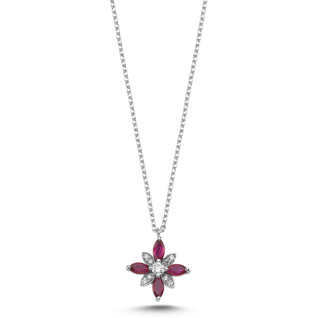 0.44 Karat Ruby Diamond Necklace