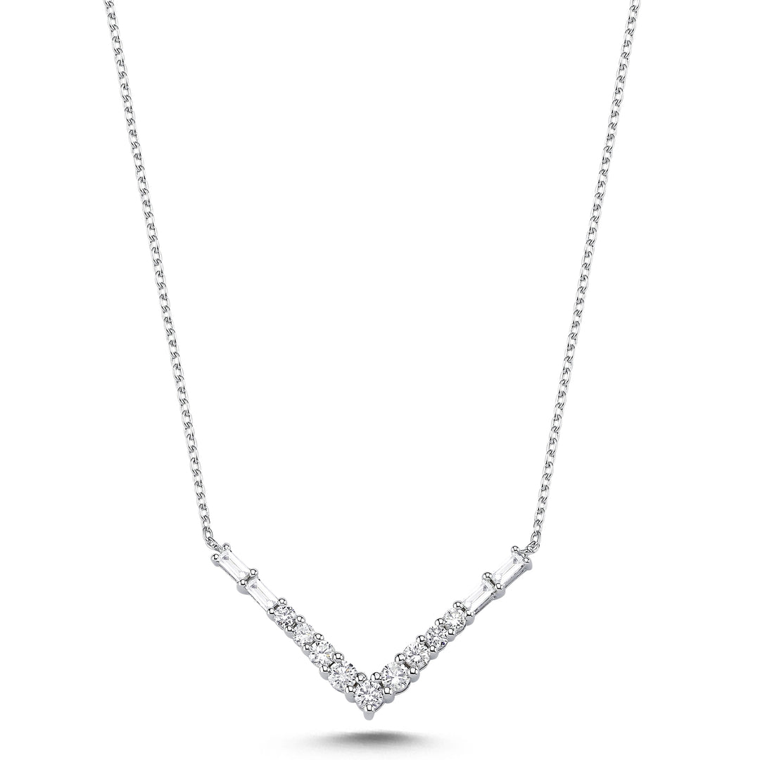 0.43 Karat Baguette Stone Set Diamond Necklace