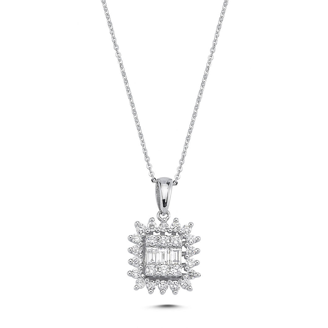 0.47 Karat Baguette Stone Set Diamond Necklace