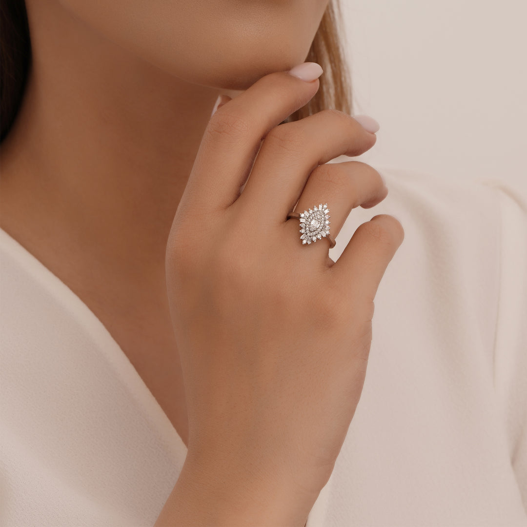 0.42 Karat Baguette Stone Set Diamond Ring