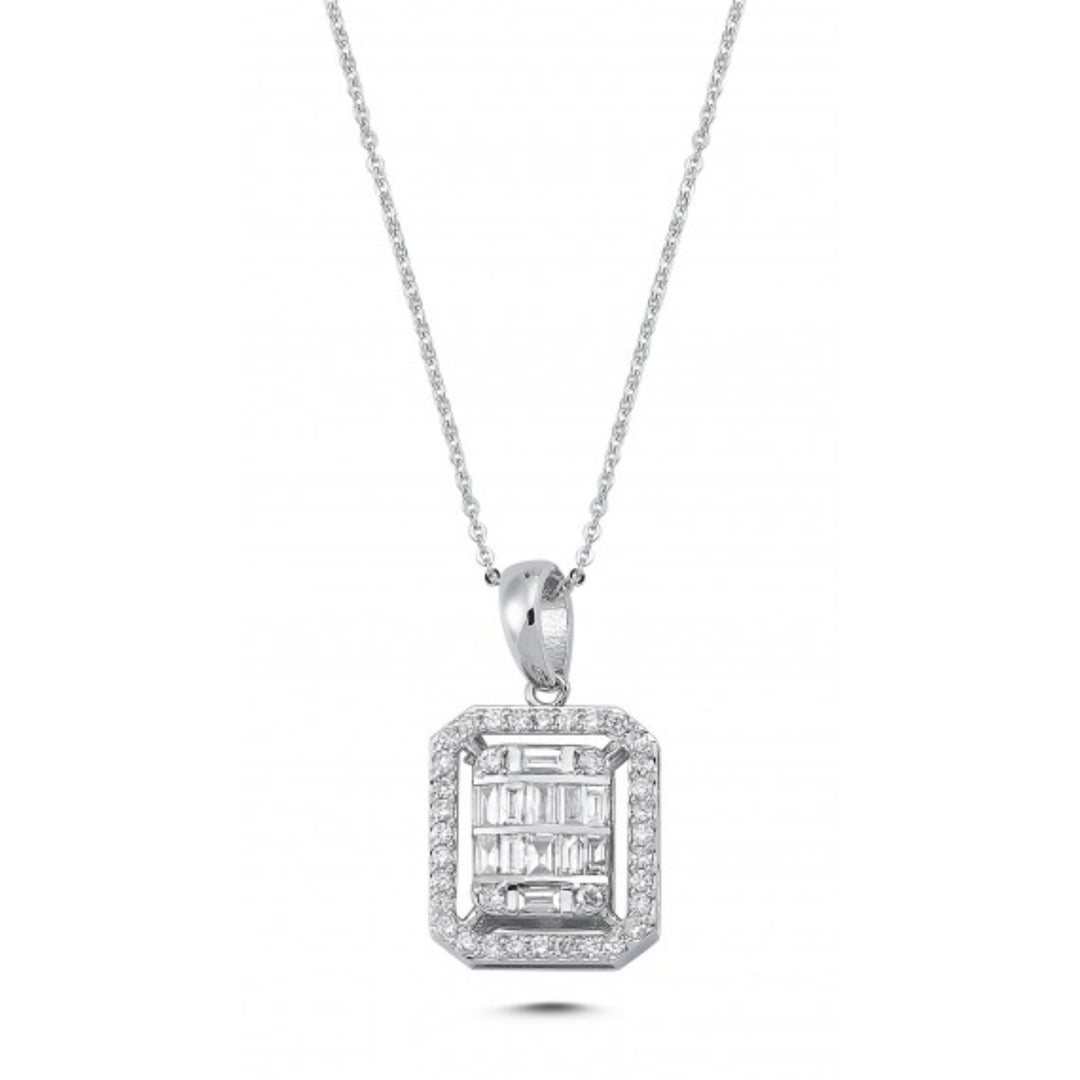 0.40 Karat Baguette Stone Set Diamond Necklace