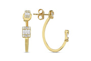 14ct Baguette Stone Set Gold Earrings