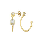 Load image into Gallery viewer, 14ct Baguette Stone Set Gold Earrings