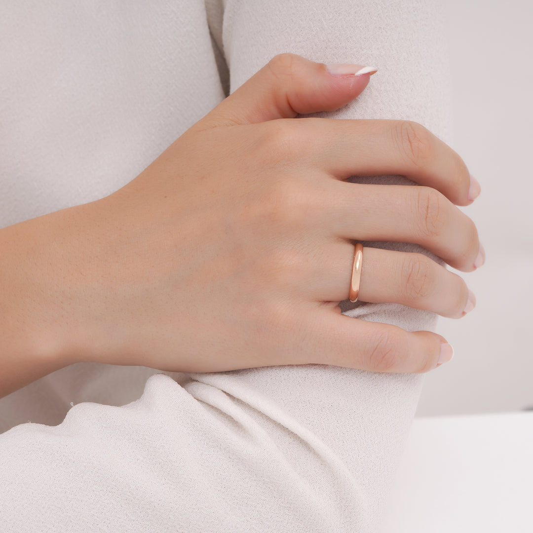 14ct 3mm Hollow Domed Gold Wedding Ring