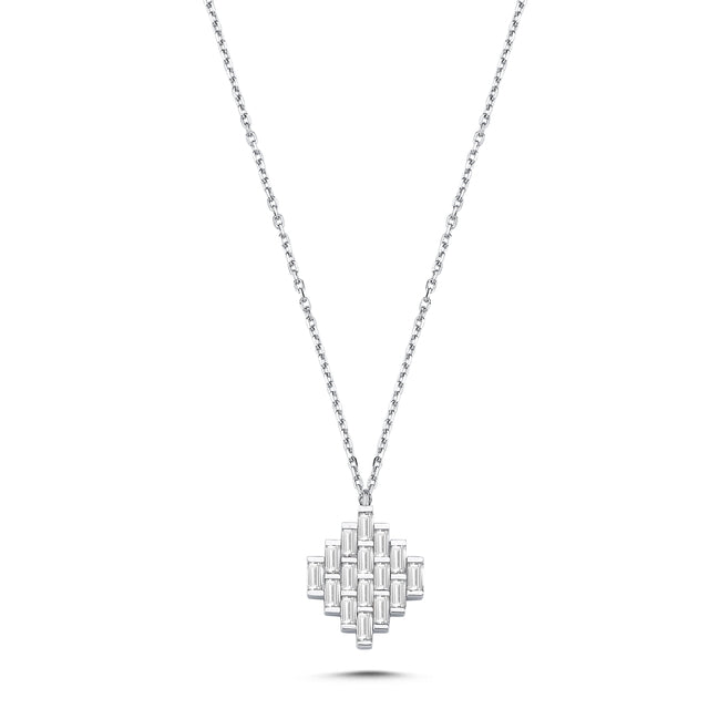 14ct Baguette Stone Set Gold Necklace