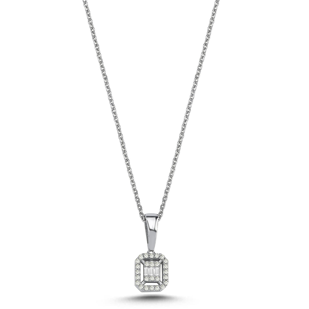 0.08 Karat Baguette Diamond Necklace