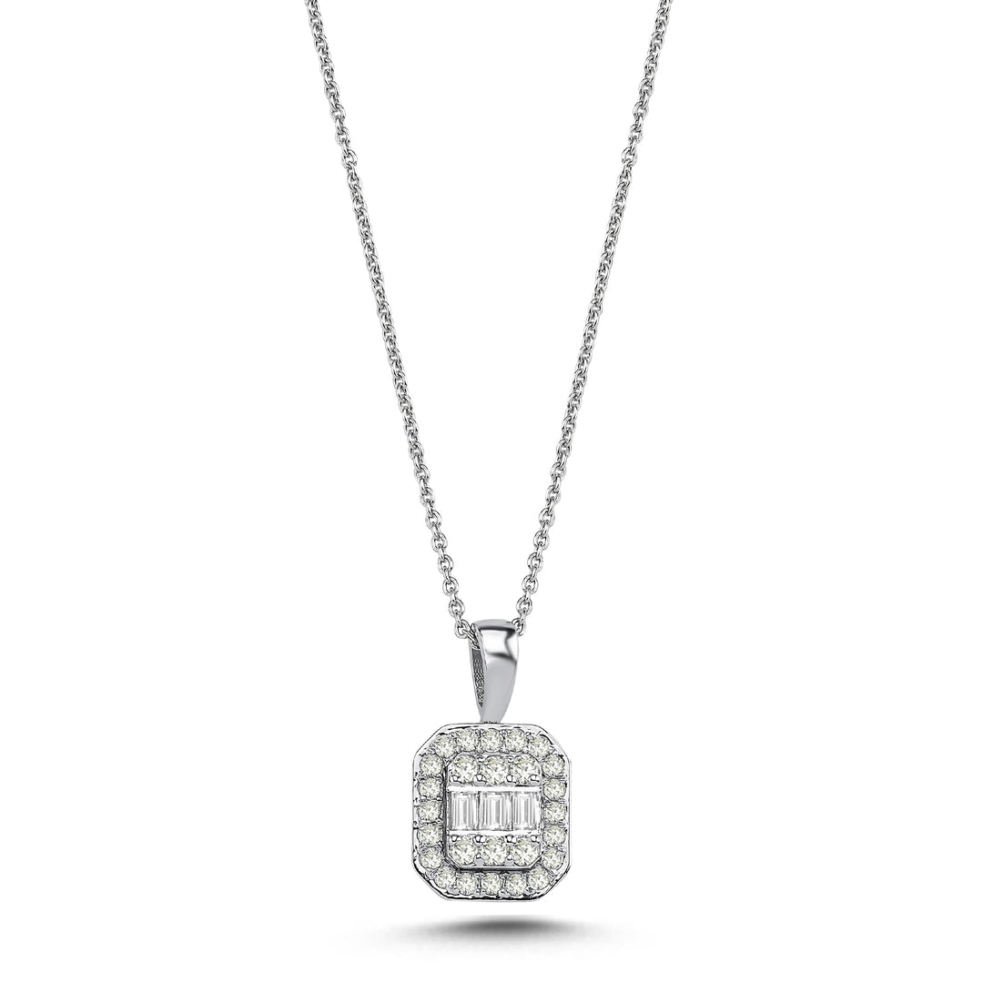 0.21 Karat Baguette Diamond Necklace