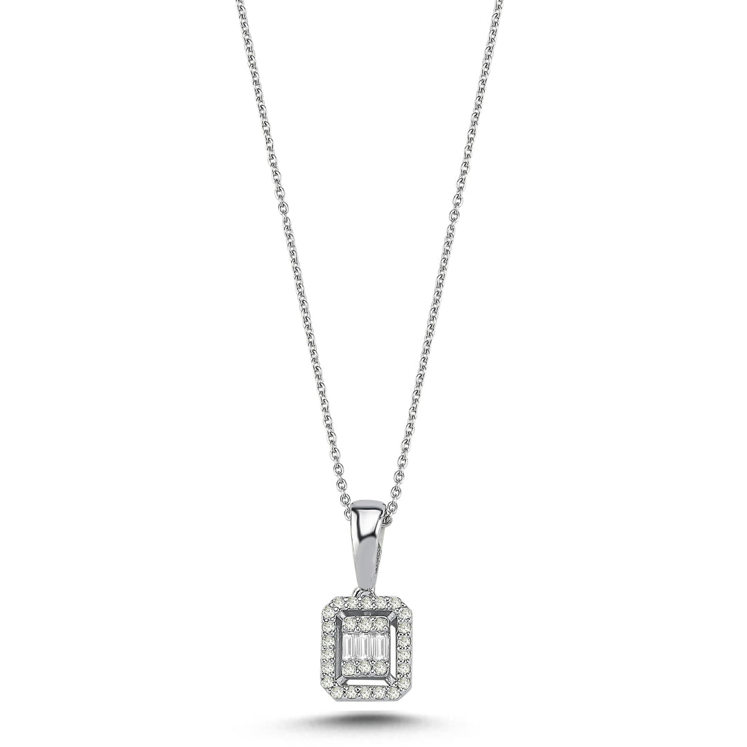 0.08 Karat Baguette Diamond Necklace