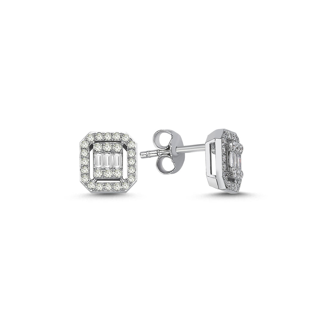 0.45 Karat Baguette Diamond Earrings