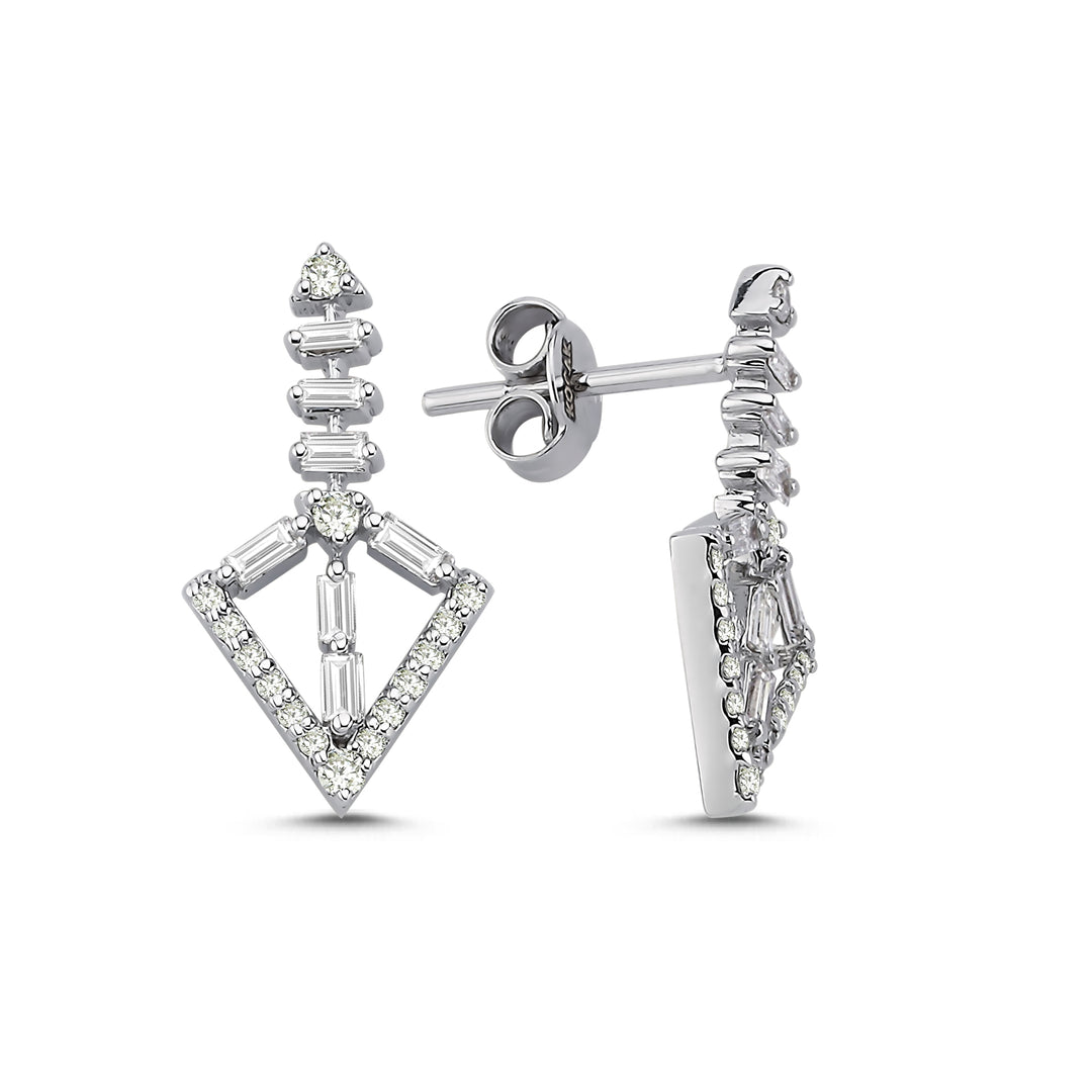0.54 Karat Arrow of Eros Baguette Diamond Earrings